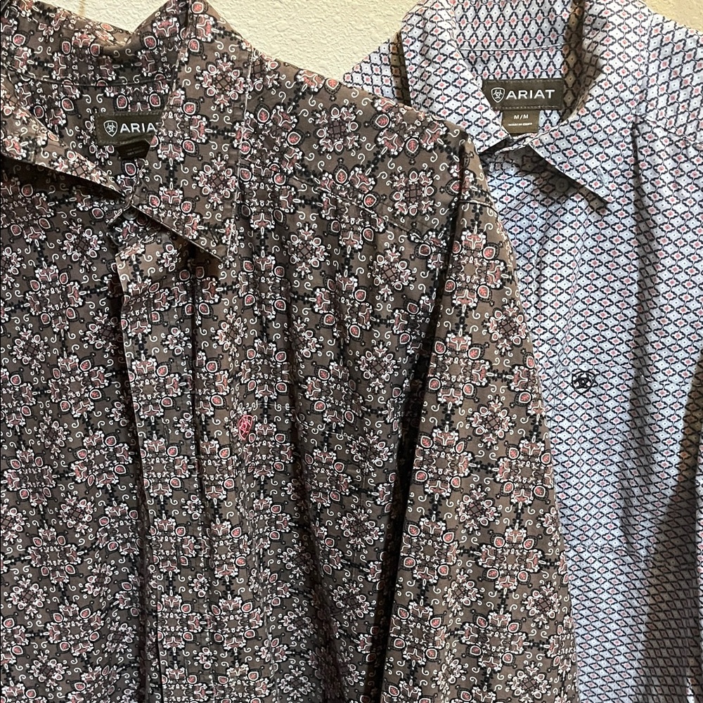 2 for $38 Ariat Men's M Patterned Button Down Shirts - Black and Blue